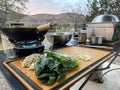 Outdoor Campsite Wok Cooking Outdoors