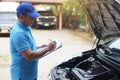 Outdoor car inspection service. Claim for accident insurance.