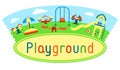 Outdoor card with kids playground equipment Royalty Free Stock Photo