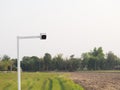 Outdoor CCTV camera operating inside organic farm plantation.