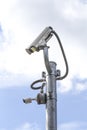 Outdoor CCTV Camera on the Pole with Blue Sky Royalty Free Stock Photo