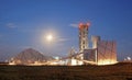 Outdoor of cement factory at moonlight