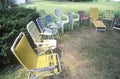 Outdoor chairs on lawn Royalty Free Stock Photo