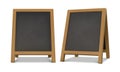 Outdoor chalk menu blackboard stand with wood frame. Realistic chalkboard easel for cafe or restaurant. Street