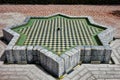 Outdoor Checkerboard Pattern Fountain Pool With Tile Star Design
