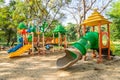 Outdoor children playground in green nature city park Royalty Free Stock Photo