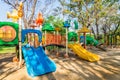 Outdoor children playground in green nature city park Royalty Free Stock Photo