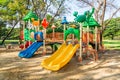 Outdoor children playground in green nature city park Royalty Free Stock Photo