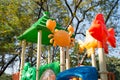 Outdoor children playground in green nature city park Royalty Free Stock Photo