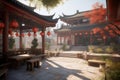 Outdoor china ancient city street. Generate Ai