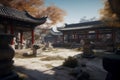 Outdoor china ancient city temple. Generate Ai