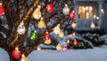 Outdoor Christmas light decorations in a