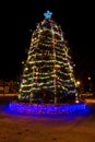 Outdoor Christmas Tree Display At Night