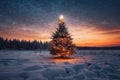 Outdoor Christmas tree in winter Generative Ai