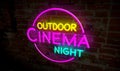 Outdoor cinema night neon