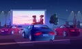 Outdoor cinema, open air movie theater with cars Royalty Free Stock Photo