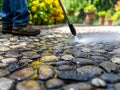 Outdoor cleaning using pressure washer Royalty Free Stock Photo