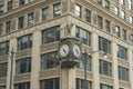 Outdoor clock at the former Marshall Fields building in Chicago Royalty Free Stock Photo