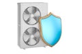 Outdoor Compressor Multi-Zone Unit, Air Conditioner with shield. 3D rendering Royalty Free Stock Photo