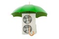 Outdoor Compressor Multi-Zone Unit, Air Conditioner under umbrella, 3D rendering