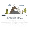 Outdoor concept. Hiking and travel icons with open paths. Vector Royalty Free Stock Photo