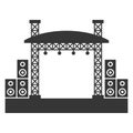 Outdoor Concert Stage Constructions with Sound System Icon. Vector