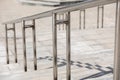 Outdoor Concrete Staircase With Stainless Steel Handrail, Front View, Close Up Royalty Free Stock Photo