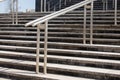 Outdoor Concrete Staircase With Stainless Steel Handrail, Front View, Close Up Royalty Free Stock Photo
