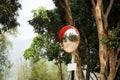 Outdoor convex mirrors. Traffic curved glass. Convex mirrors for roadside safety.