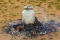 Outdoor cooking in mongolia Royalty Free Stock Photo