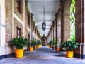 The outdoor corridor at National Palace, Mexico City Royalty Free Stock Photo