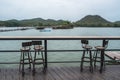 Outdoor counter bar with beautiful lake view Royalty Free Stock Photo