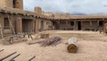 The outdoor courtyard - panning shot- of Old Bents Fort National Historic Site in La Junta Colorado