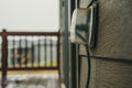 Outdoor covered GCFI outlet with power cord in use Royalty Free Stock Photo