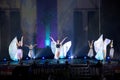 Group female dancers at outdoor dancing show