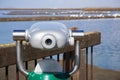 Outdoor daytime viewing telescope looking over the bay area, Alviso Marsh, south San Francisco bay area, San Jose, California