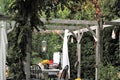 Outdoor dining area in the fall Royalty Free Stock Photo