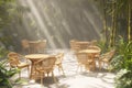 Outdoor dining area serves as retreat from hustle daily life Royalty Free Stock Photo