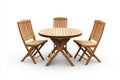 Stylish outdoor dining set featuring a round table and folding chairs in a bright setting