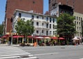 Outdoor dining with social distancing in midtown Manhattan during Coronavirus pandemic Royalty Free Stock Photo