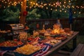 Outdoor dining table set for a patriotic American event. Royalty Free Stock Photo