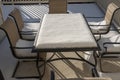 Outdoor dinning table with snow on the top