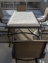 Outdoor dinning table with snow on the top