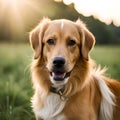 Outdoor dog portrait green grass background