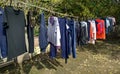 In the outdoor drying clothes