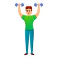 Outdoor dumbbell fitness icon, cartoon style