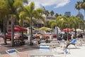 Outdoor eating and drinking area of a cafe Royalty Free Stock Photo