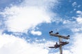 Electric pole with power cable. Royalty Free Stock Photo