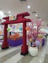 Outdoor entrance decor of the moonfest store that sells Mid-Autumn festival products at supermarket.