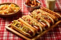 Outdoor Event Must-Have: Delicious Hot Dogs on a Red and White Checkered Tray